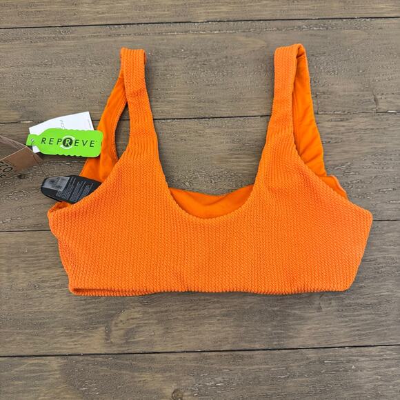 Volcom Junior's Size Medium NWT Rust Orange Scoop Neck Textured Swim Top $48 - Picture 2 of 8